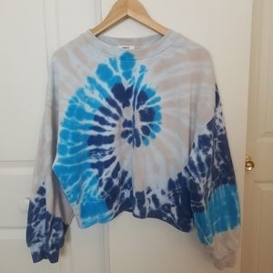 Agolde Richie Tie Dye Crop Baloon Slv Sweatshirt